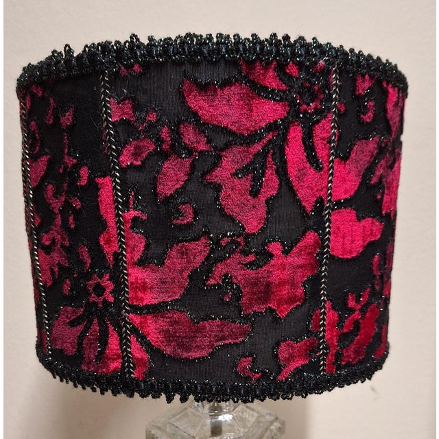 Glass Vintage Table Lamps with Glass Base and Fabric Shades from Lamplove, 1970s, Set of 2 For Sale - Image 7 of 10