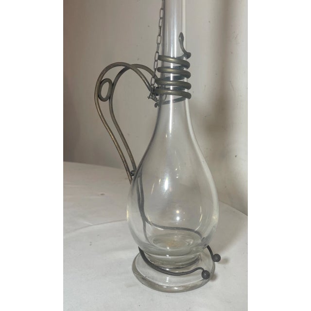 Antique 1800's Handmade Bronze Hand Blown Glass Wine Claret Decanter Egypt Snake For Sale - Image 4 of 12