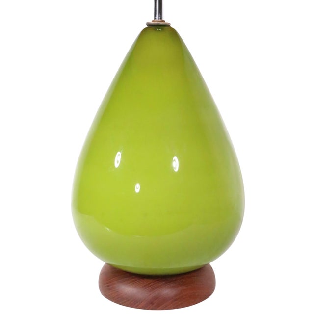 Green Mid 20th Century Green Glass Table Lamp With Original Shade For Sale - Image 8 of 12