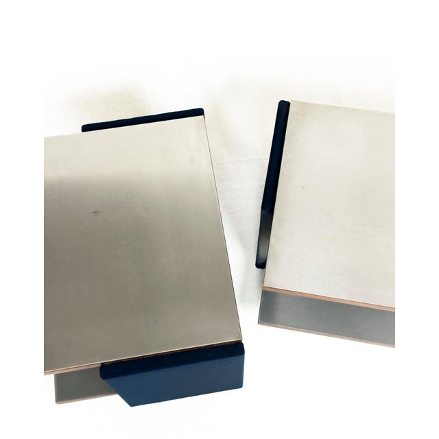 1970s Vintage Italian Stainless Steel-Clad Side Tables, 1970s, Set of 2 For Sale - Image 5 of 8