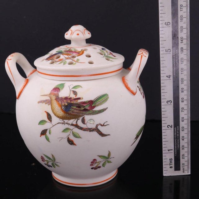 Antique Parian Pot Pourri Vase with Enamelled Birds attributed to Minton For Sale - Image 18 of 18