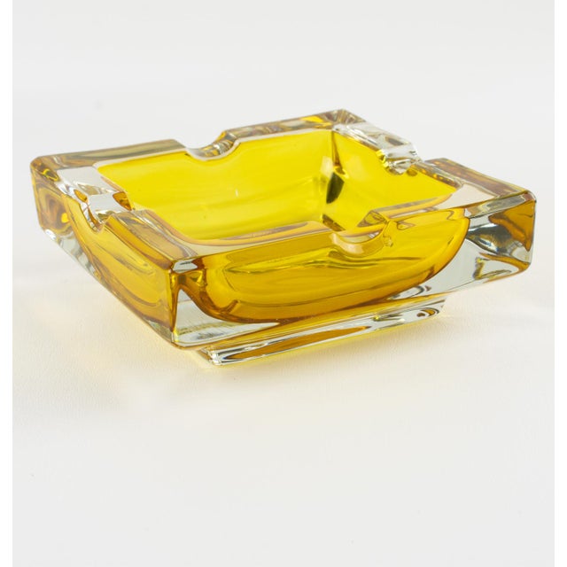 Mid-Century Leather and Crystal Ashtray Catchall Desk Tidy For Sale - Image 10 of 17