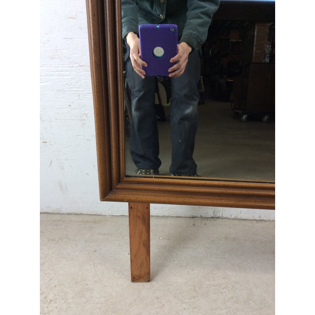 Wood Mid Century Modern Mountable Mirror With Wooden Details at Top For Sale - Image 7 of 18