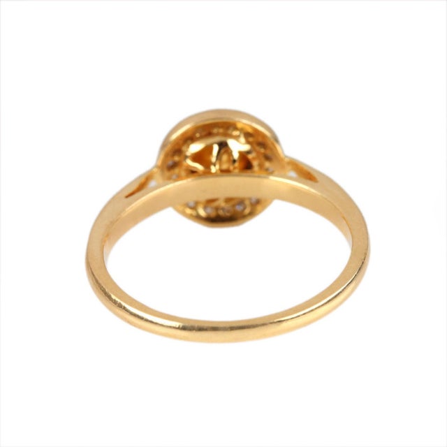 14k Yellow Gold Natural Pave Diamond Ring, Size 7 For Sale - Image 4 of 10