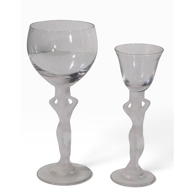 Glass 1970s Art Deco Venus Bacchante Stemware Glasses by Bayel - Set of Eight For Sale - Image 7 of 14