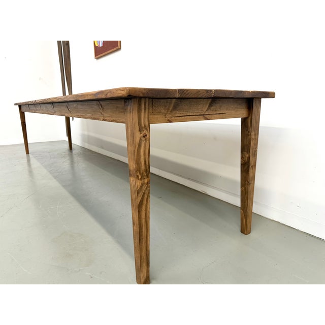 Wood Farmhouse Table in Pine with Spindle Legs, 1950s For Sale - Image 7 of 18