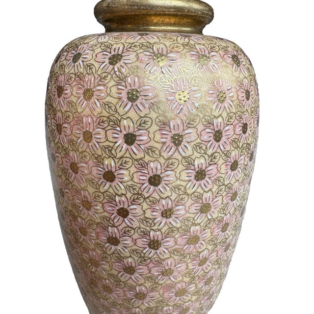 Meiji Period (1868-1922) Kyo-Satsuma Millefiori motif pair of pink and gold vases most likely made for export to Europe or...