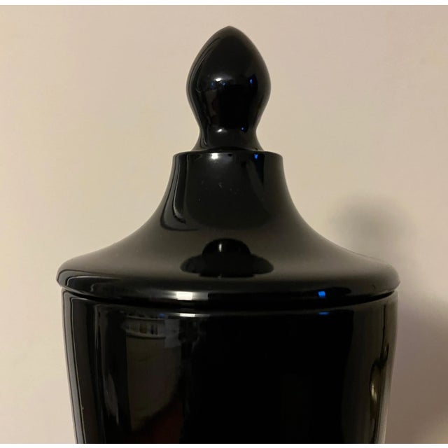 Black Amethyst Glass Urn With Cover For Sale - Image 4 of 13