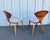 Pair of Cherner Chair Company classic side chairs in walnut with gray ultrasuede upholstery. Made in 2006, the frames are...