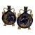 Pair Antique Grainger Cobalt Blue Porcelain Moon Pilgrim Flasks Snake Handles C. 1880 Gilt Vases Made in England For Sale
