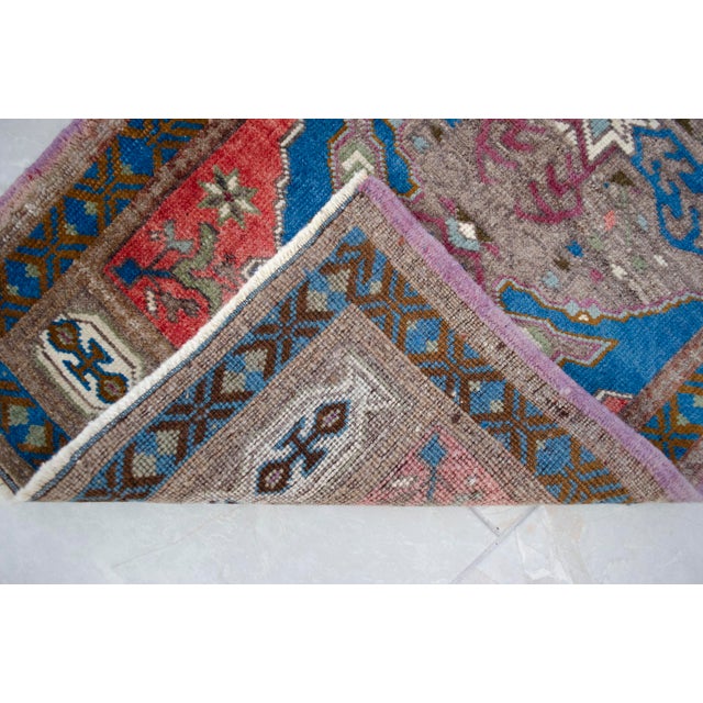 1970s Hand Knotted Small Oushak Rug Mini Rug Mat - 1'10" X 3'5" For Sale - Image 9 of 14