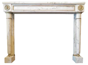 Antique French Empire Style Fireplace Mantel in Breche Marble