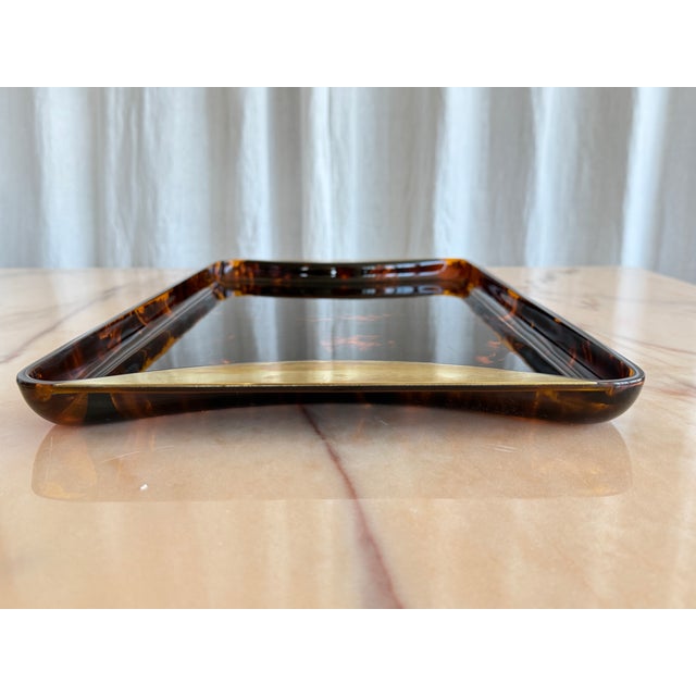 Mid-Century Tortoiseshell Acrylic Glass and Brass Centrepieces from Guzzini, Italy, 1970s, Set of 3 For Sale - Image 10 of 16