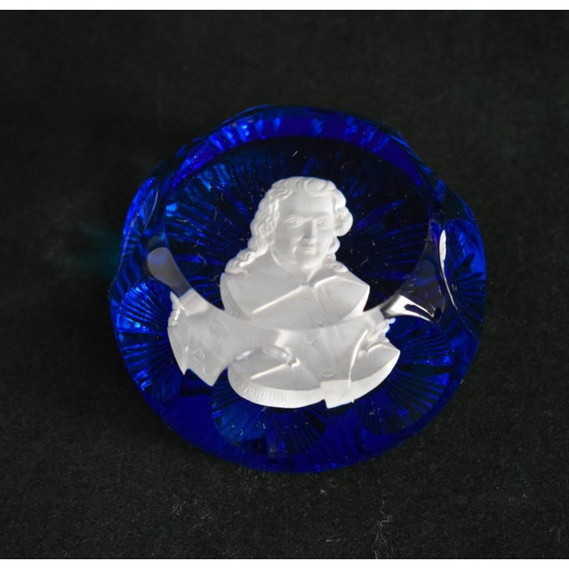 Cristal D’Albret Crystal Paper Weight Vintage France John James Audubon Glass For Sale - Image 4 of 18