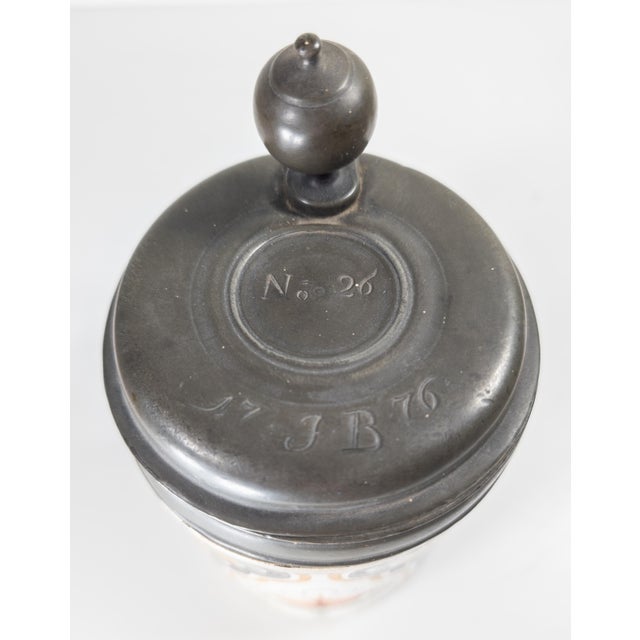 White 18th Century Continental European German Polychrome Faience Tankard Stein For Sale - Image 8 of 14