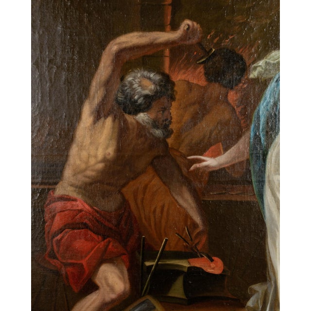 French Louis XVI Trumeau Mirror With Thetis at the Forge of Hephaestus Painting For Sale - Image 10 of 11
