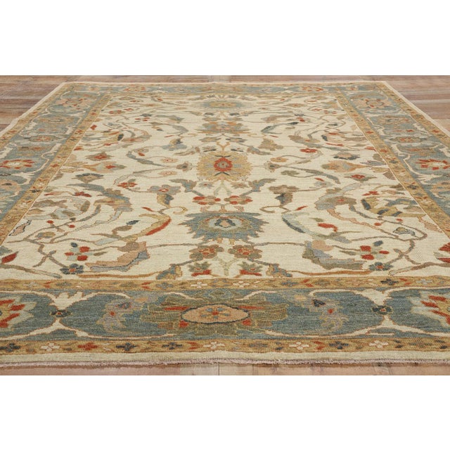 Beige Organic Modern Persian Sultanabad Rug - 08'11 X 12'00 For Sale - Image 8 of 9