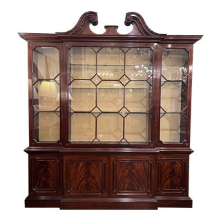 Baker Furniture George III Style Two Piece Breakfront Bookcase For Sale