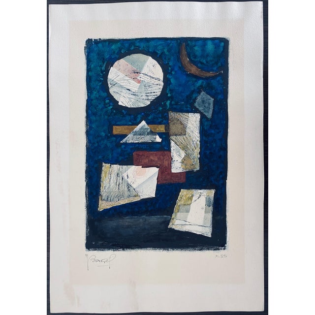 Blue Moses Bagel Bahelfer, Polish French Judaica Watercolor Gouache Painting Original Bauhaus Yiddish Art For Sale - Image 8 of 8