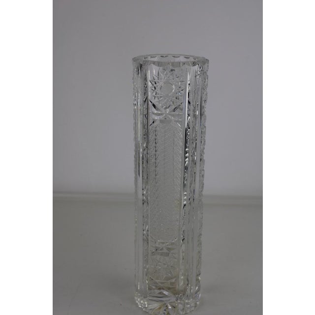 Bohemian Lead Crystal Vase with Exquisite Hand-Cutting, 1950s, in Flawless conditions. Designed 1890 to 1919