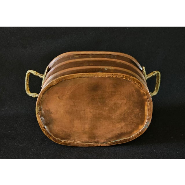 Antique French Copper Jardinière With Brass Handles – 19th Century Vintage Planter For Sale - Image 9 of 9
