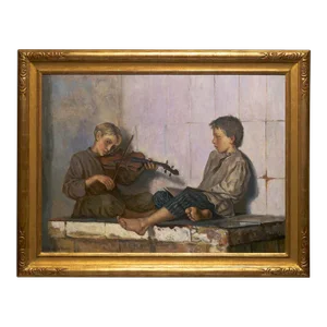 "The Music Lesson" Original Oil Painting by Nikolai Bogdonov-Belski Circa 1897