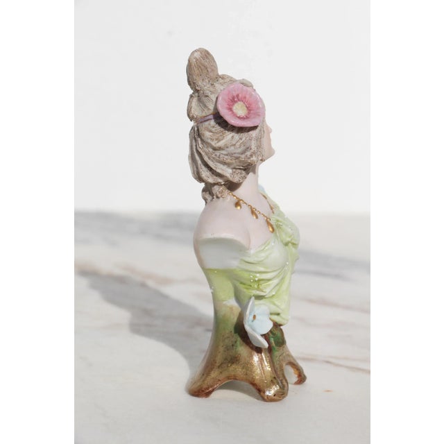 1900s Art Nouveau Small Woman Bust, Bisque Porcelain, Germany For Sale - Image 4 of 13