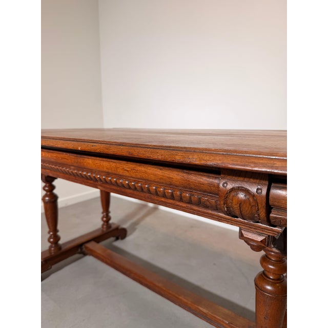 Draw-Leaf Dining Table in Oak For Sale - Image 4 of 5