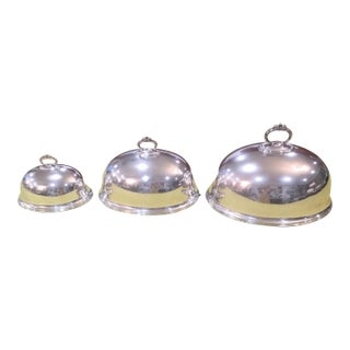 Antique English Graduated Meat Domes Food Covers by Walker and Hall Sheffield England - Set of 3 For Sale