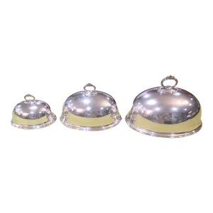 Antique English Graduated Meat Domes Food Covers by Walker and Hall Sheffield England - Set of 3