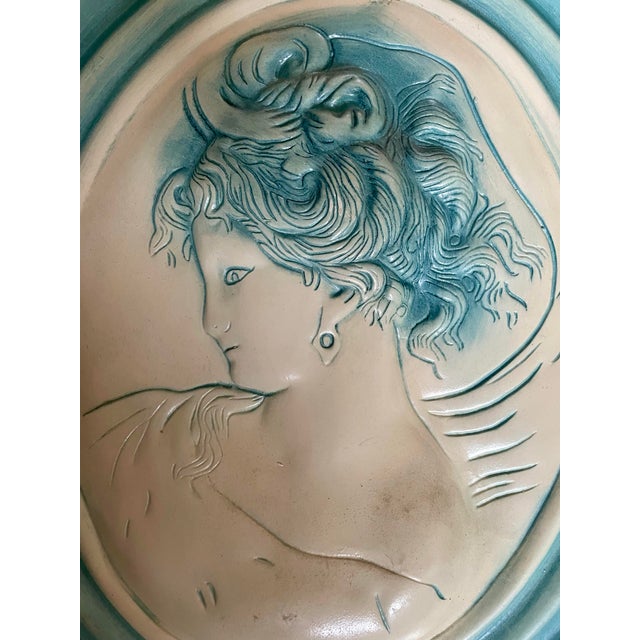 Vintage Pair of Large French Bisque Oval Wall Plaques For Sale - Image 6 of 12