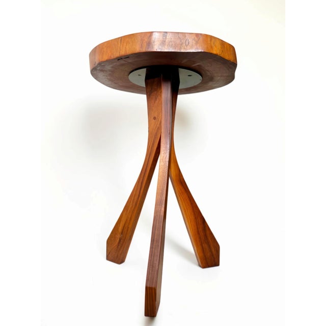 Wood Mesquite Slab Top Side Table With Tripod Walnut Base by Michael Maximo For Sale - Image 7 of 10