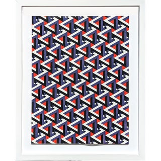 Austin Magruder "Penrose Steps" Contemporary Red and Purple Hand Drawn Tessellated Abstract, 2020 For Sale