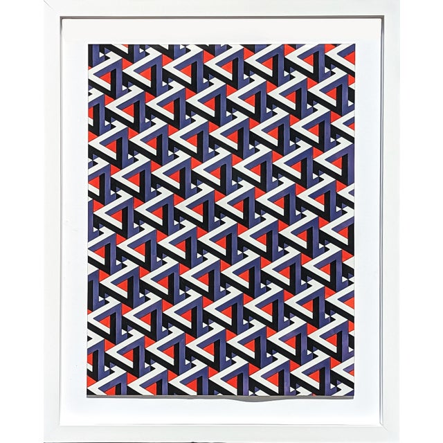 Austin Magruder "Penrose Steps" Contemporary Red and Purple Hand Drawn Tessellated Abstract, 2020 For Sale