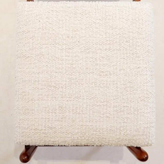 Wood Vintage Italian Wooden Bench with Boucle Seat, 1960s For Sale - Image 7 of 15