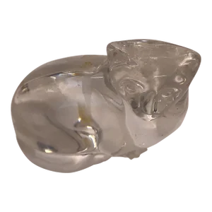 1980s Villeroy and Boch Crystal Glass Cat Figurine