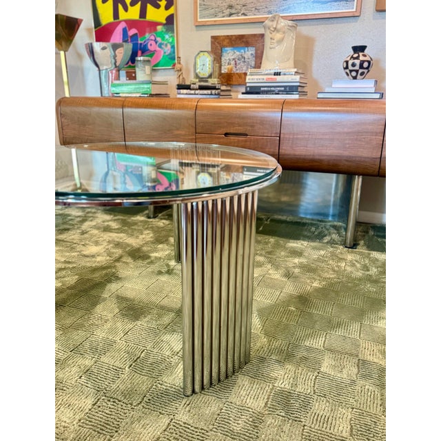 Metal A Beautiful Art Deco Futurist Chrome Coffee Table, Circa 1970s For Sale - Image 7 of 10