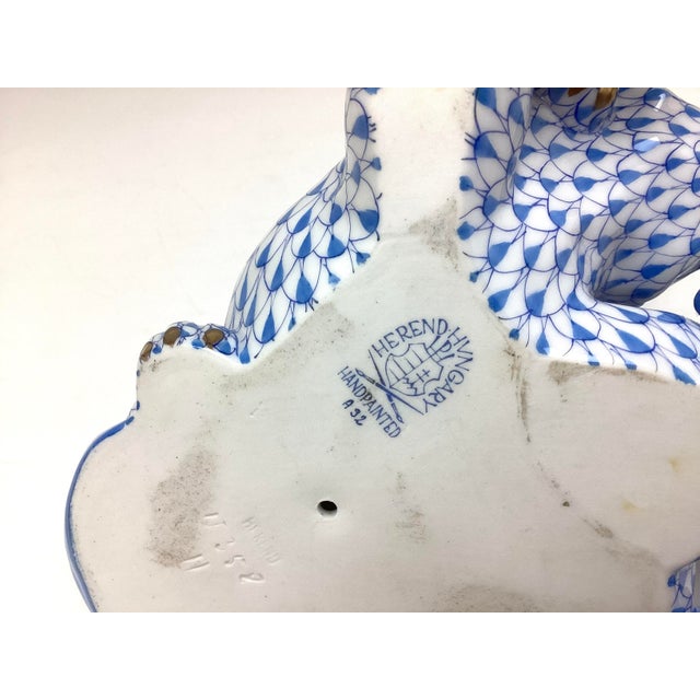 Herend Porcelain Lion Cubs Playing Figurine Blue Fishnet For Sale In New York - Image 6 of 6