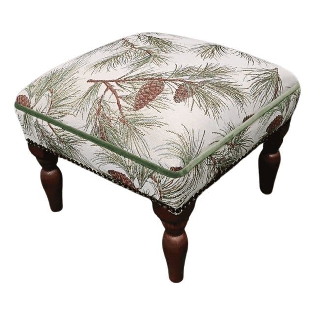 Pine Cones Upholstered Stool For Sale