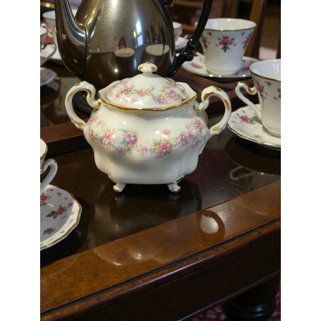 The Vintage Limoges Elite L France Bawo & Dotter Hand Painted Floral Sugar Bowl is a beautifully crafted porcelain piece...