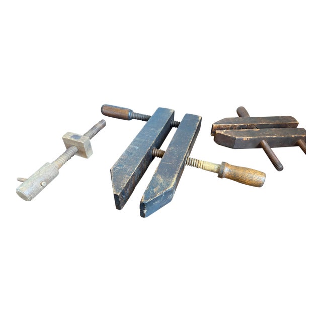 Antique Robert Bliss & j.h. O'Neil Wooden Hand Screw Clamps - Set of 3 American Woodworking Tools For Sale