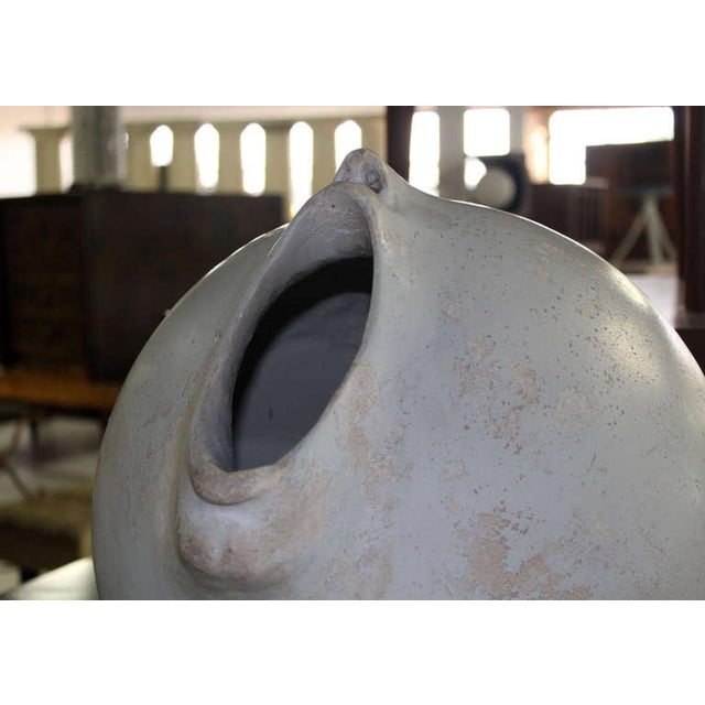 Ceramic Mid Century Modern Ball Shape Face Open Mouth Pottery Sculpture Signed Dated1972 For Sale - Image 7 of 10