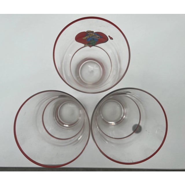 Antique Playing Card and Musician Hand-Painted Pint Glasses- Set of Three For Sale - Image 9 of 10