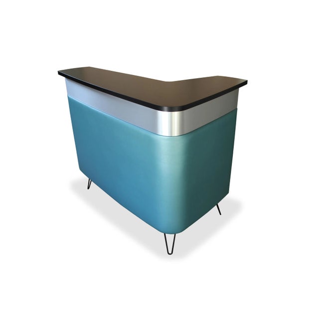 MidCentury Modern Style Turquoise Boomerang Bar With Brushed Metal