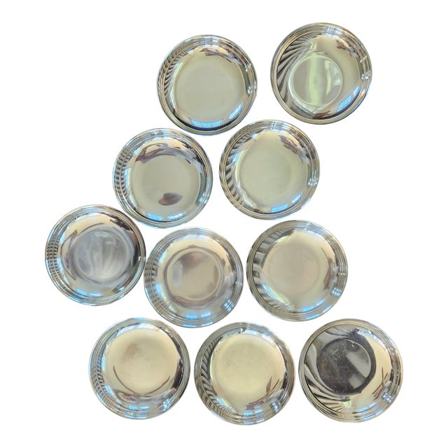 Vintage Oneida Silver Plate Appetizer Plates / Hors d'Oeuvre Plates- Set of 10 For Sale