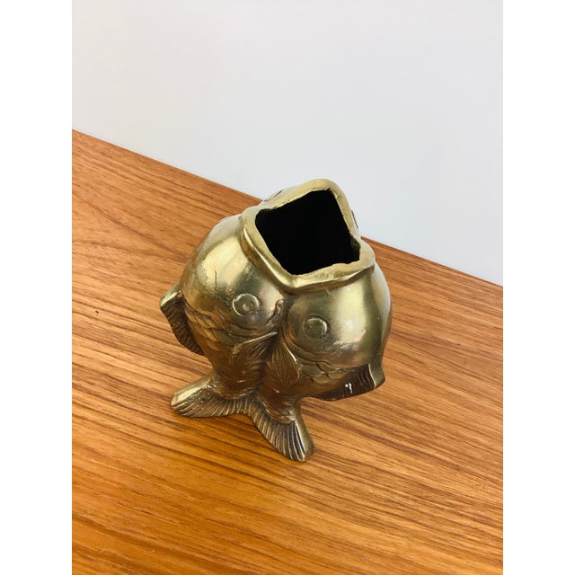 Vintage Brass Goldfish Koi Fish Vase / Vessel For Sale - Image 4 of 6