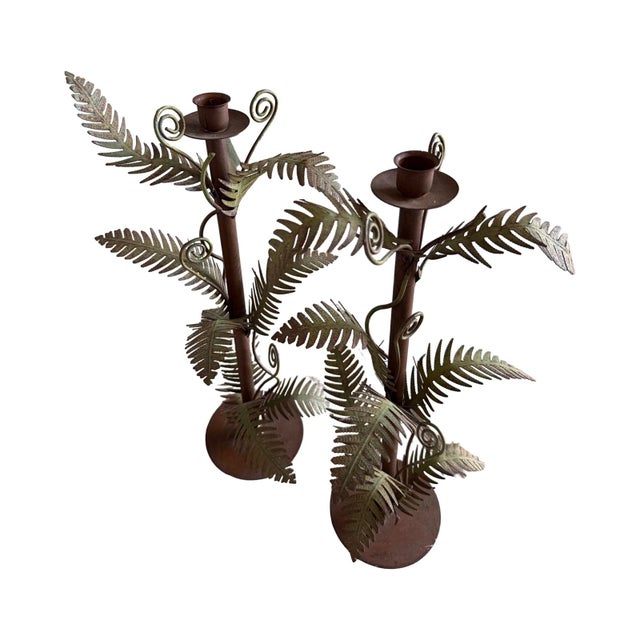 Mid 20th Century Vintage Metal Candlesticks Like Palms- A Pair For Sale - Image 5 of 5