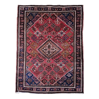 Vintage Persian Joshegan Area Rug, Hand-Knotted Wool, Weeping Willow Pattern, 5’ X 7’ For Sale