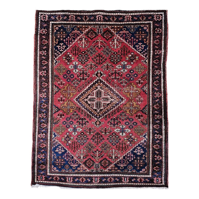 Vintage Persian Joshegan Area Rug, Hand-Knotted Wool, Weeping Willow Pattern, 5’ X 7’ For Sale