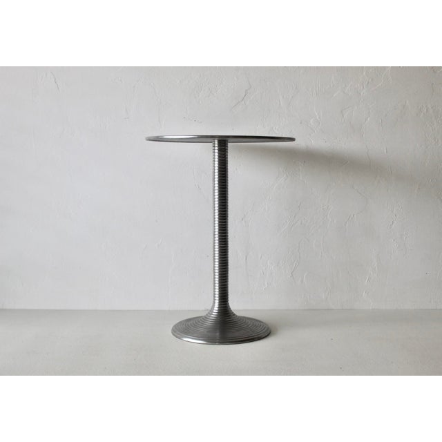 Italian Tulip Style Alu Nickel Side Table Vintage For Sale In Miami - Image 6 of 13